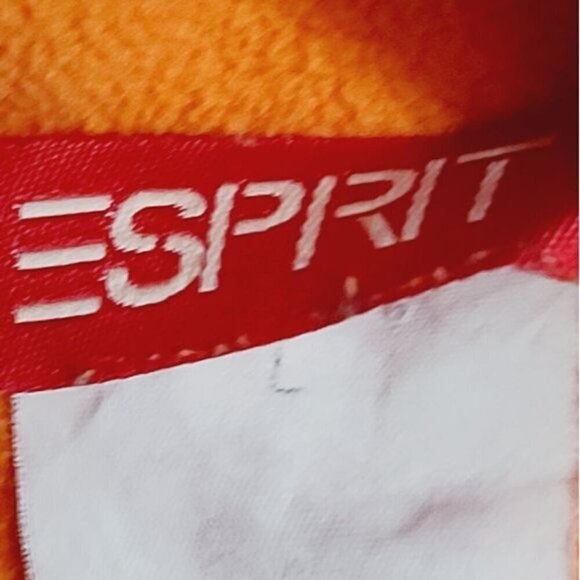 Vintage 90s Esprit Orange 1/4 Zip Logo Pullover Fleece Jacket - Picture 3 of 15